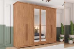 Guarda Roupa Casal 6 Portas (2 c/Espelho) e 6 Gavetas c/Pés Leblon Henn