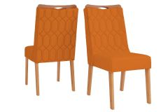 Cadeira Jantar Bia DJ Móveis - Cedro/Suede Ocre