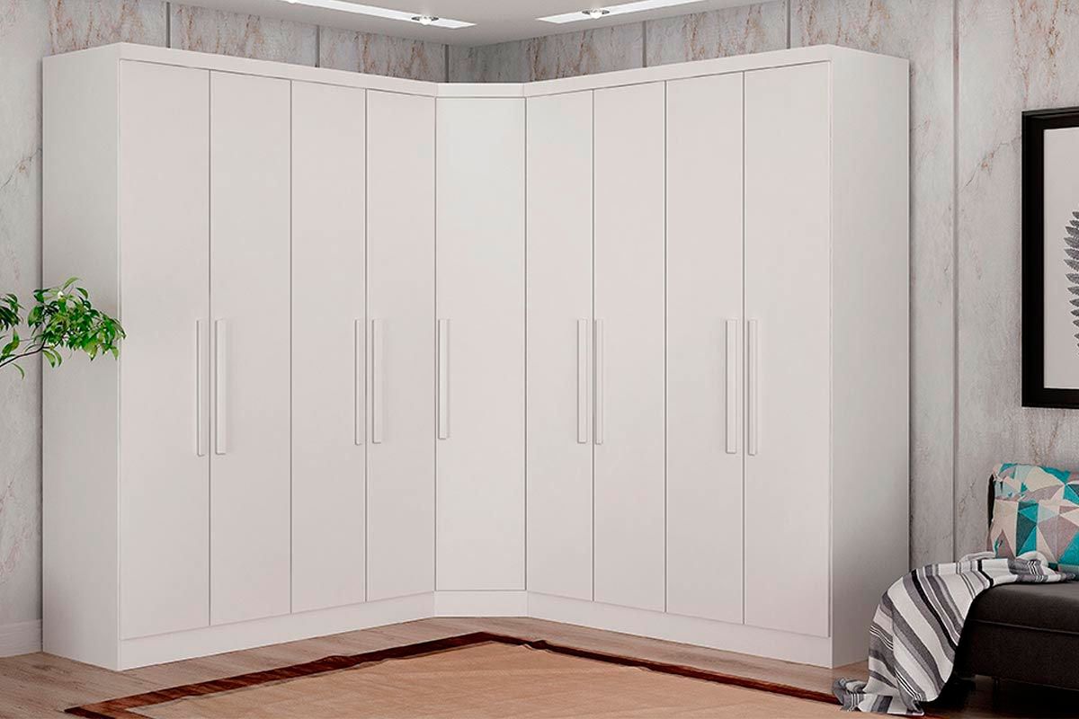 Quarto Casal Completo Rizon/Linea 3Peças (2GuardaRoupas+1ClosetCantoObliquo) QCM105 Novo Horizonte