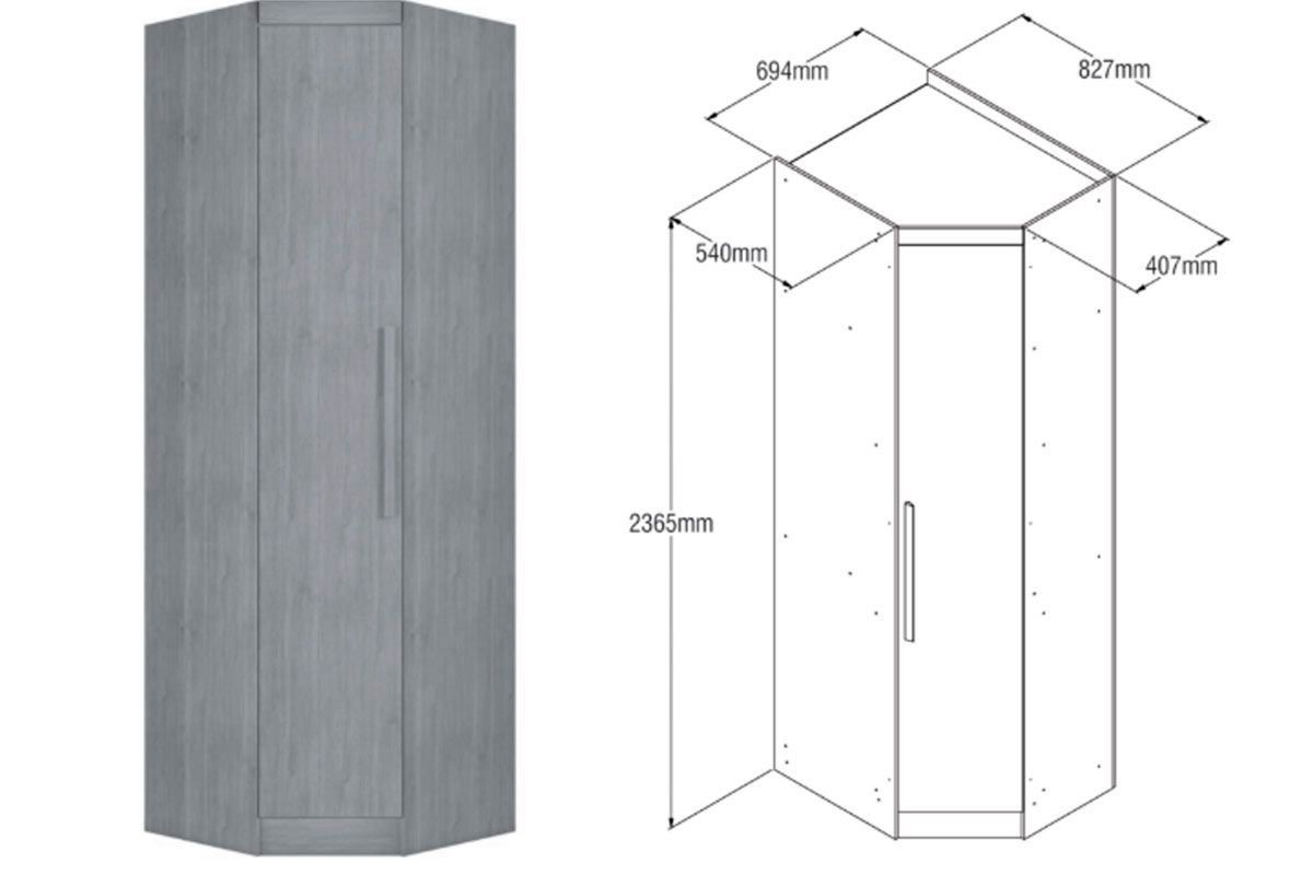 Quarto Casal Completo Rizon/Linea 3Peças (2GuardaRoupas+1ClosetCantoObliquo) QCM105 Novo Horizonte