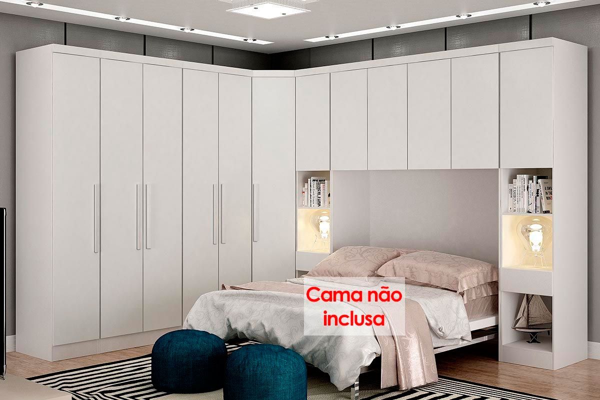 Quarto Casal Completo Rizon/Linea 7 Peças ( 1 Aéreo + 3 Guarda Roupas + 1 Closet Obliquo + 2 Complementos) QCM106 Novo Horizonte
