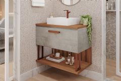 Gabinete Banheiro Balcão Duna 1 Porta c/Cuba 80cm MGM
