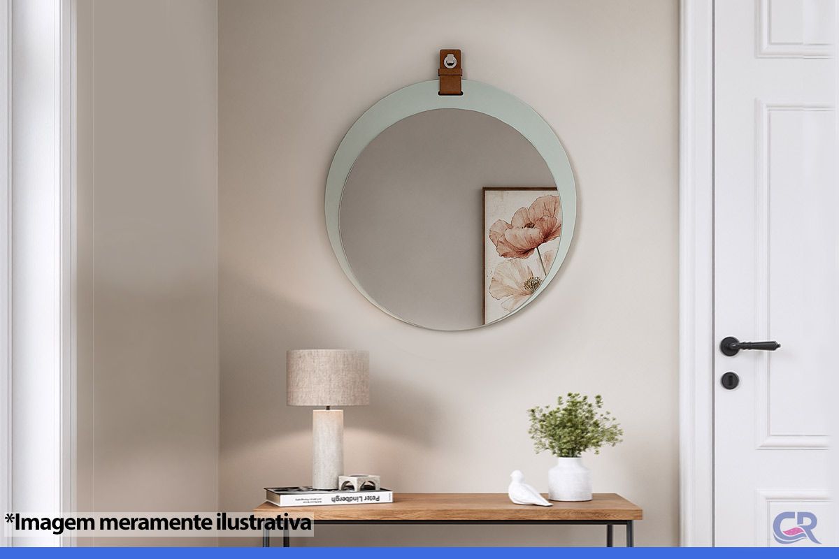 Espelheira Banheiro Lua Oval 60x60cm MGMPistache/Freijo Espelheira Banheiro Lua Oval 60x60cm MGMPistache/Freijo