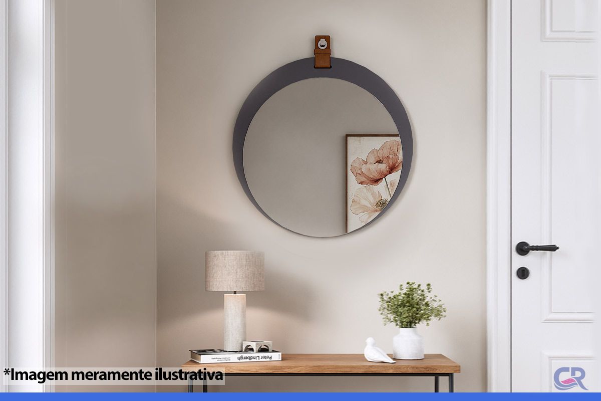 Espelheira Banheiro Lua Oval 60x60cm MGMTitanium Espelheira Banheiro Lua Oval 60x60cm MGMTitanium