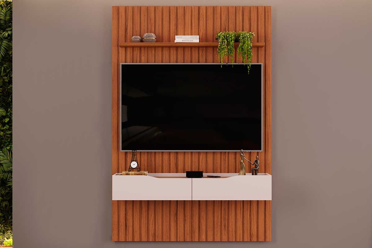 Rack Bancada c/Painel p/ TV até 55 Pol Pratic 143cm - DJ MóveisFreijó/Off White