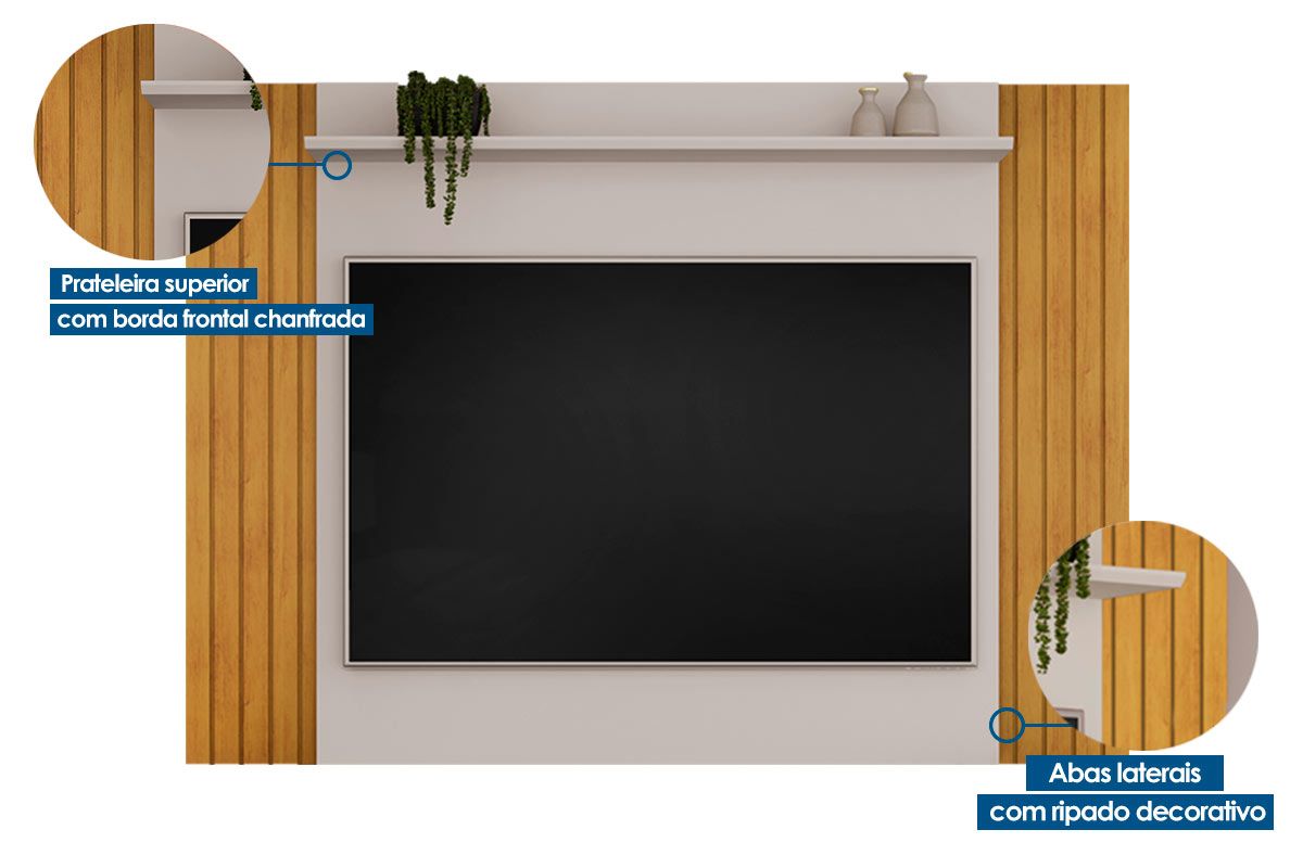Painel Home p/ TV até 60 Pol Trend Extensível 108/160cm DJ Móveis Painel Home p/ TV até 60 Pol Trend Extensível 108/160cm DJ Móveis