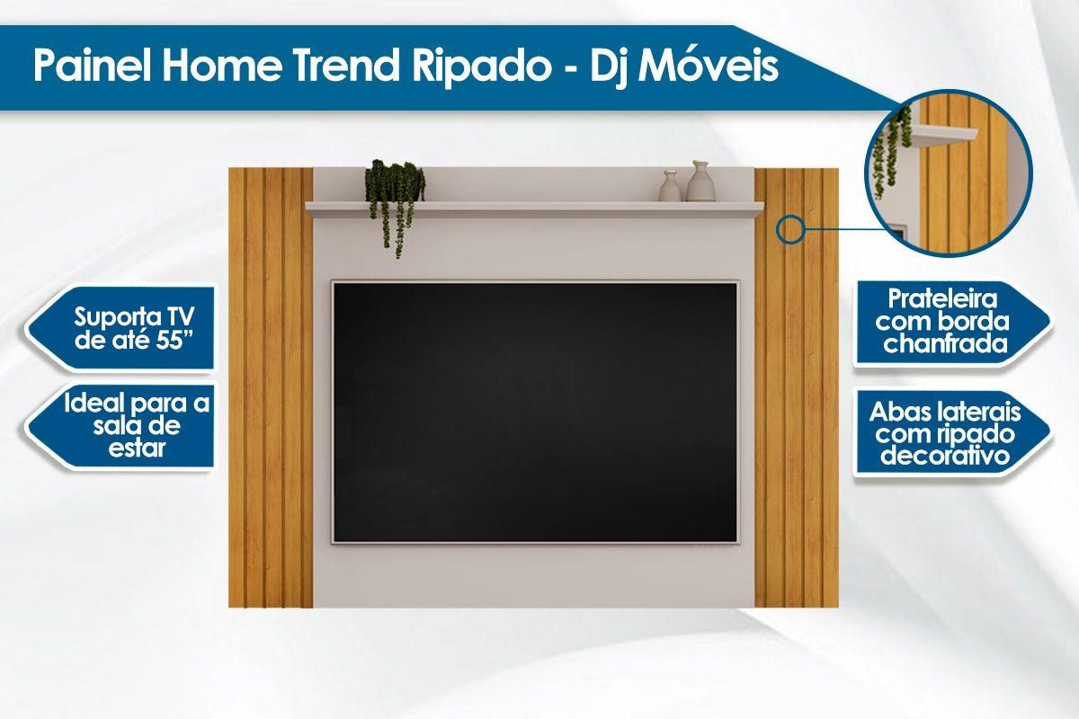 Painel Home p/ TV até 55 Pol Trend Extensível 108/150cm DJ Móveis Painel Home p/ TV até 55 Pol Trend Extensível 108/150cm DJ Móveis