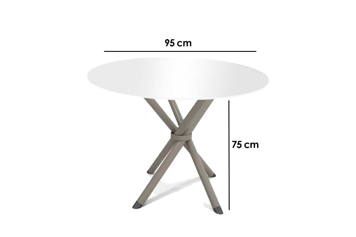 Sala Jantar Mesa Volga c/ Tampo de Vidro 95cm e 4 Cadeiras Holanda - Kappesberg