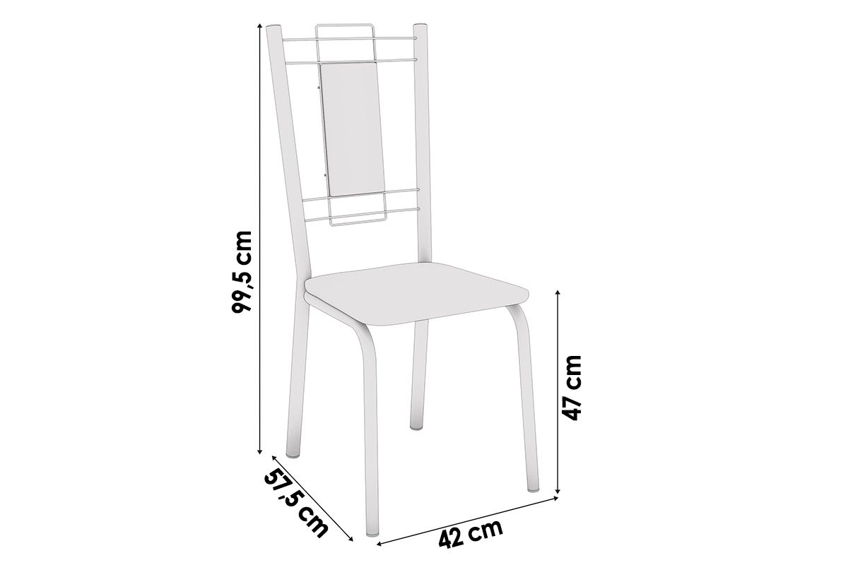 Sala Jantar Mesa Loire c/ Tampo de Vidro 120x80cm e 4 Cadeiras Florença - Kappesberg