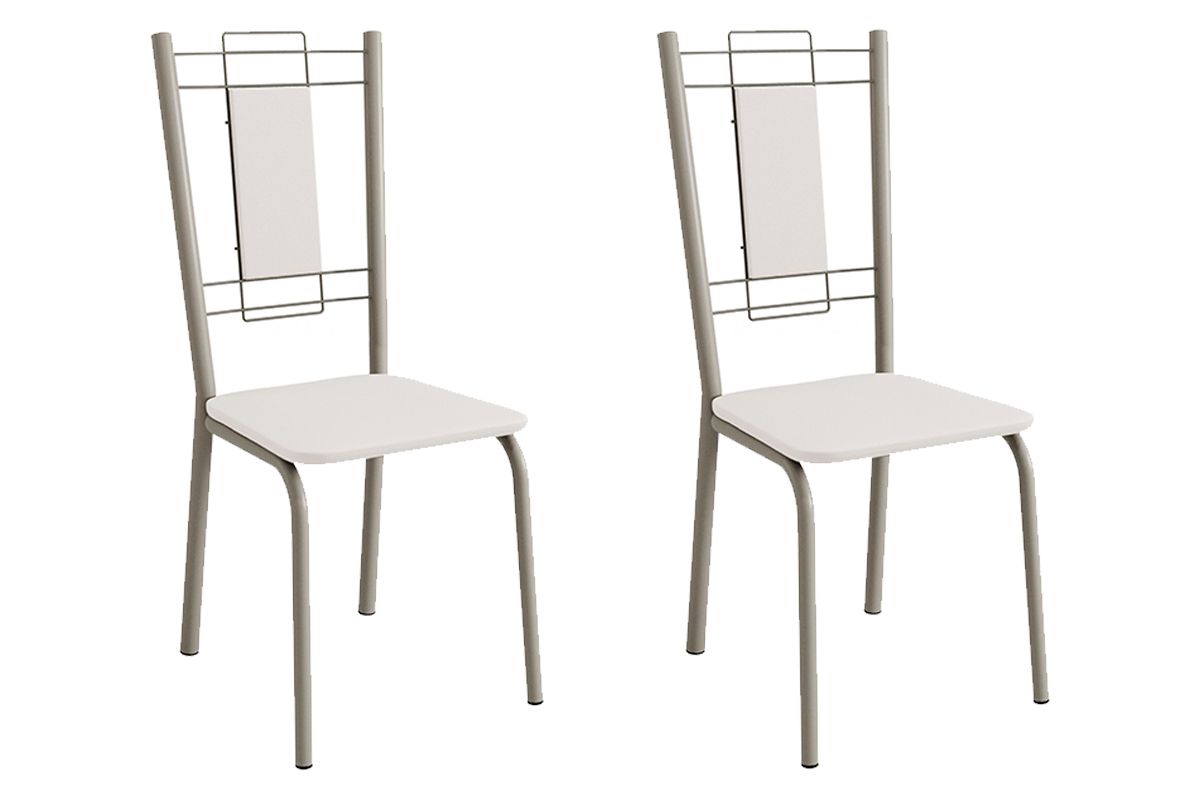 Sala Jantar Mesa Loire c/ Tampo de Vidro 120x80cm e 4 Cadeiras Florença - Kappesberg