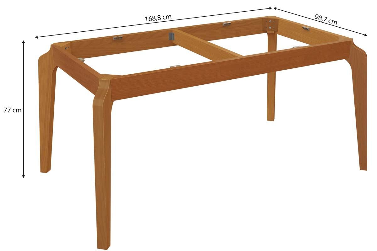 Mesa Jantar Petra c/ Tampo Madeirado c/ Vidro 170x90cm Kappesberg