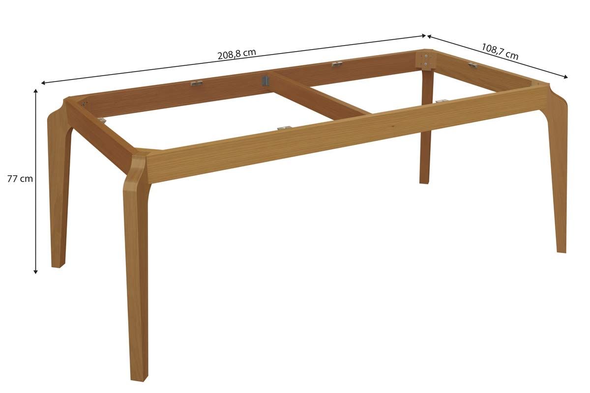 Mesa Jantar Petra c/ Tampo Madeirado c/ Vidro 200x100cm Kappesberg
