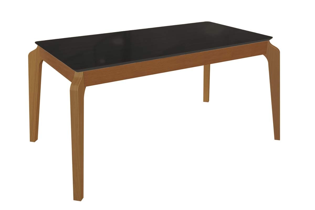 Mesa Jantar Petra c/ Tampo Madeirado c/ Vidro 200x100cm Kappesberg