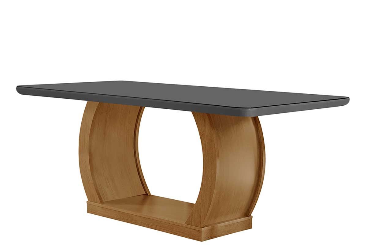 Sala Jantar Mesa Jade Curvo 180cm + 6 Cadeiras Amsterdã Madeira - Rufato