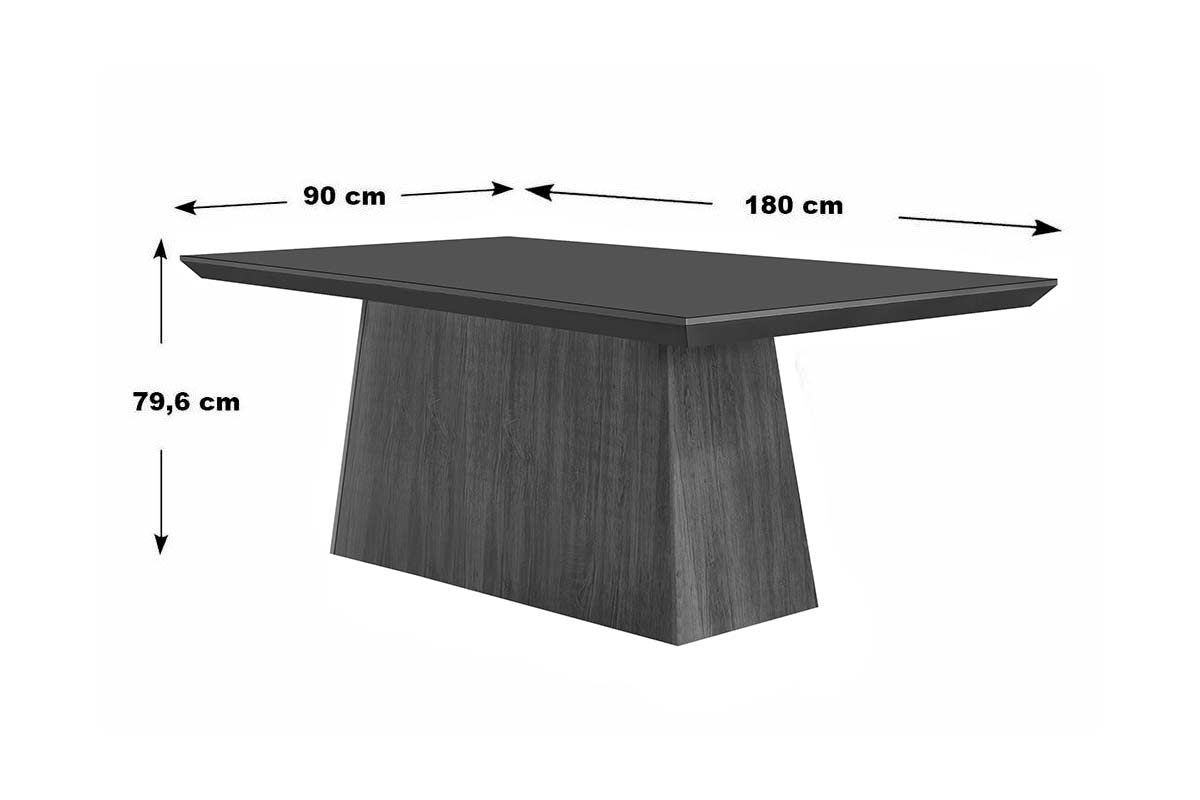 Sala de Jantar Completa Luna Tampo Madeirado c/ Vidro Curvo 180x90 e 6 Cadeiras Amsterdã - Rufato