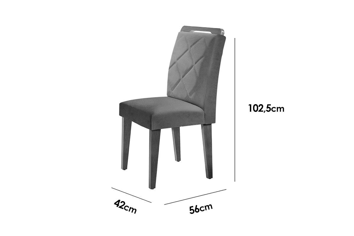 Sala de Jantar Completa Luna Tampo Madeirado c/ Vidro Curvo 180x90 e 6 Cadeiras Melissa - Rufato