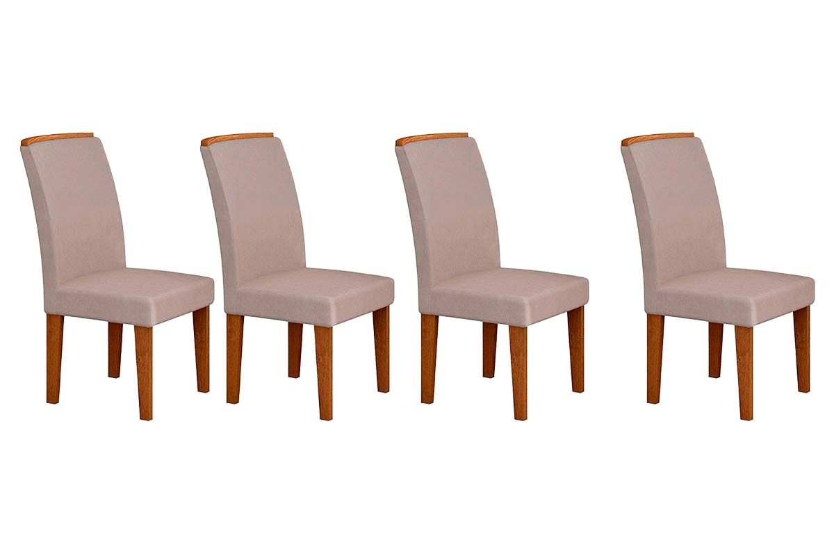 Sala Jantar Mesa Londrina Tampo Madeirado c/ Vidro Curvo 120x80 e 4 Cadeiras Melissa - Rufato