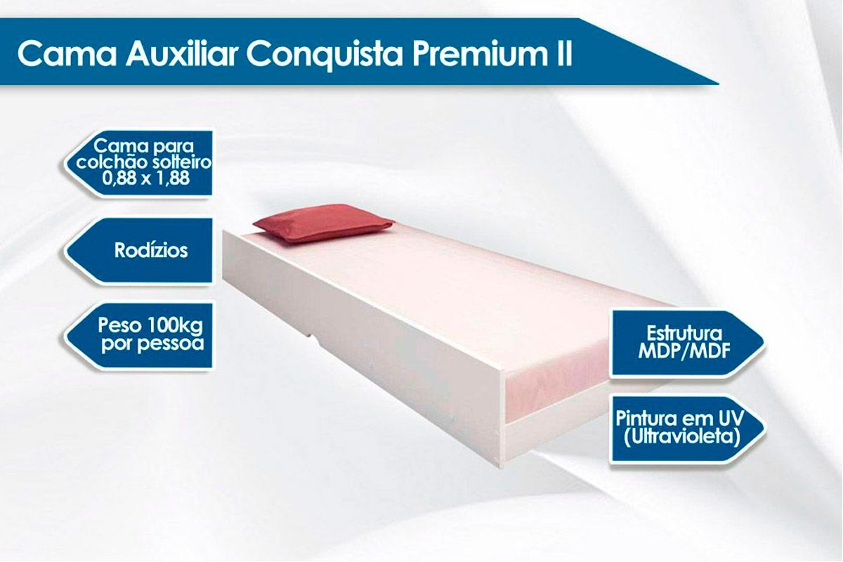 Cama Solteiro Barcelona c/Auxiliar Conquista