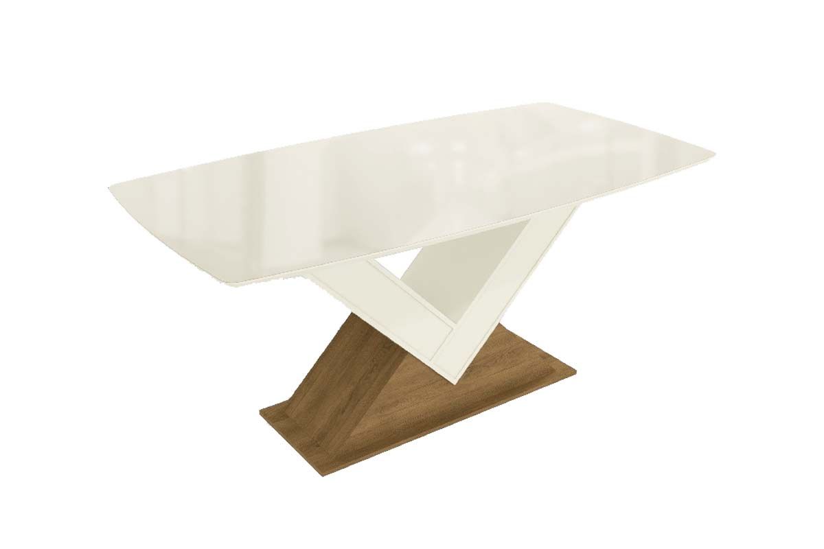 Mesa Jantar Amora c/ Tampo Madeirado c/ Vidro 90x170cm Kappesberg