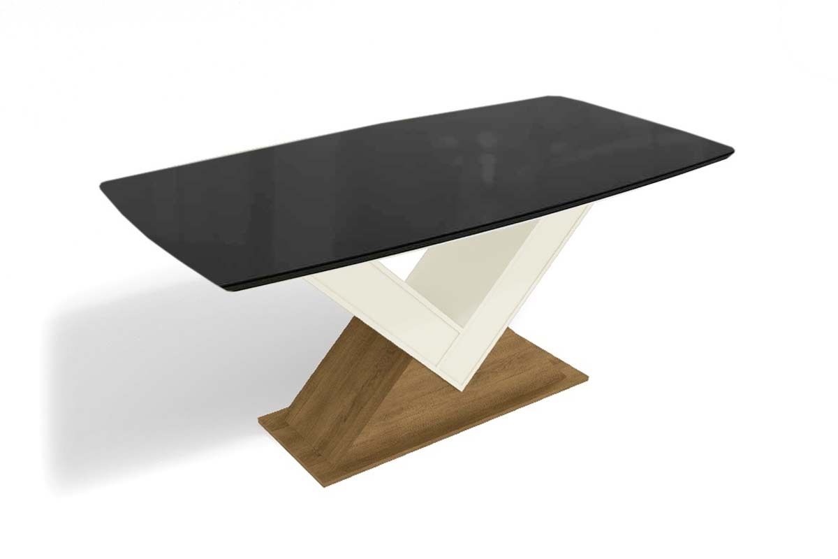 Mesa Jantar Amora c/ Tampo Madeirado c/ Vidro 90x170cm Kappesberg