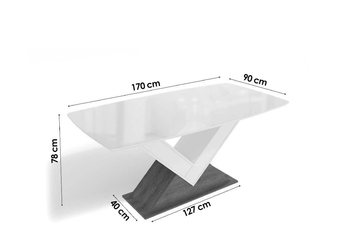 Mesa Jantar Amora c/ Tampo Madeirado c/ Vidro 90x170cm Kappesberg