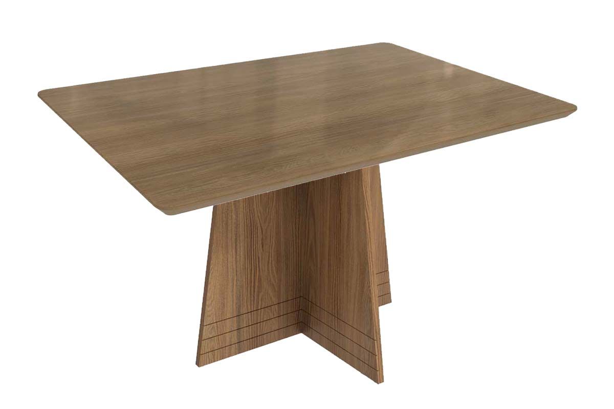 Mesa Jantar Lótus c/ Tampo Madeirado c/ Vidro 80x120cm Kappesberg