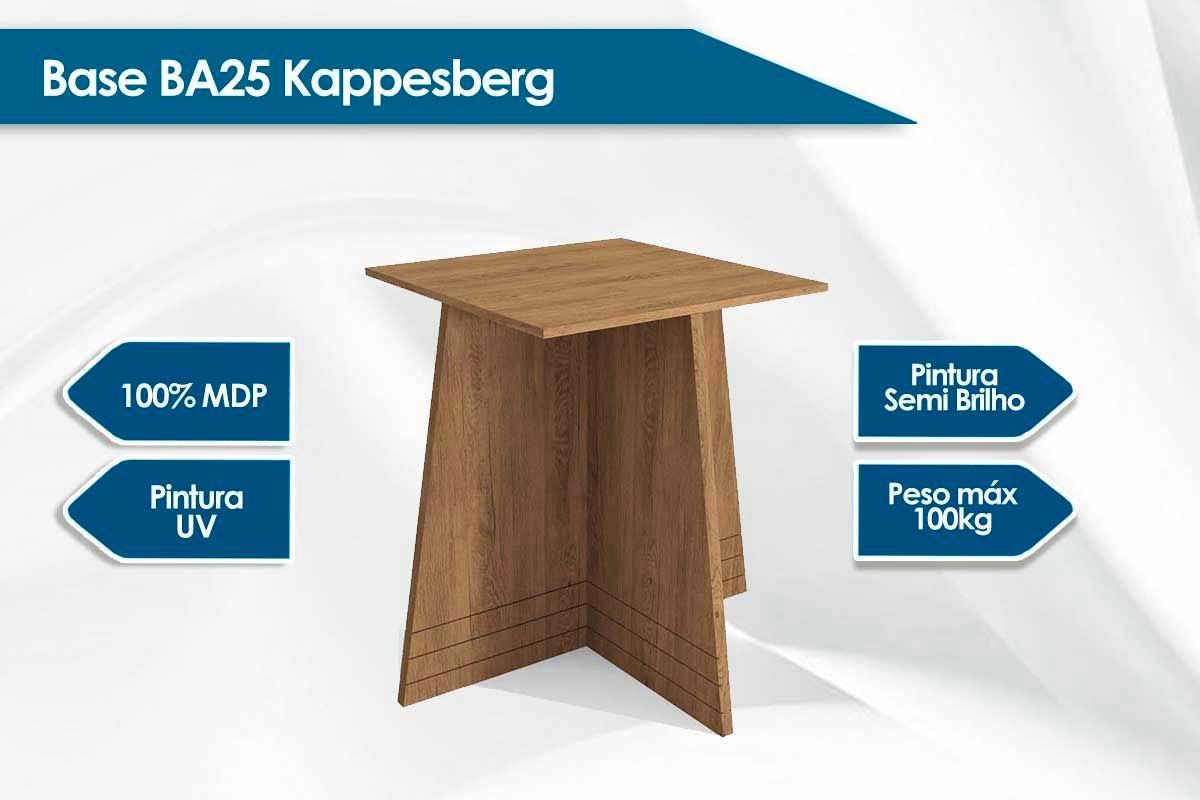 Mesa Jantar Lótus c/ Tampo Madeirado c/ Vidro 80x120cm Kappesberg