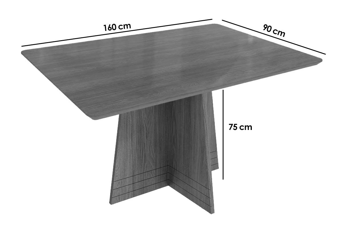 Mesa Jantar Lótus c/ Tampo Madeirado c/ Vidro 80x120cm Kappesberg