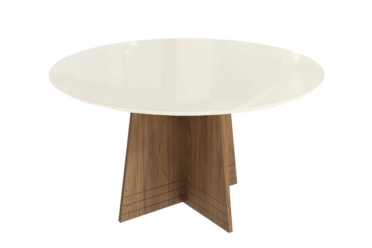 Mesa Jantar Lótus c/ Tampo Madeirado c/ Vidro 105x105cm Kappesberg