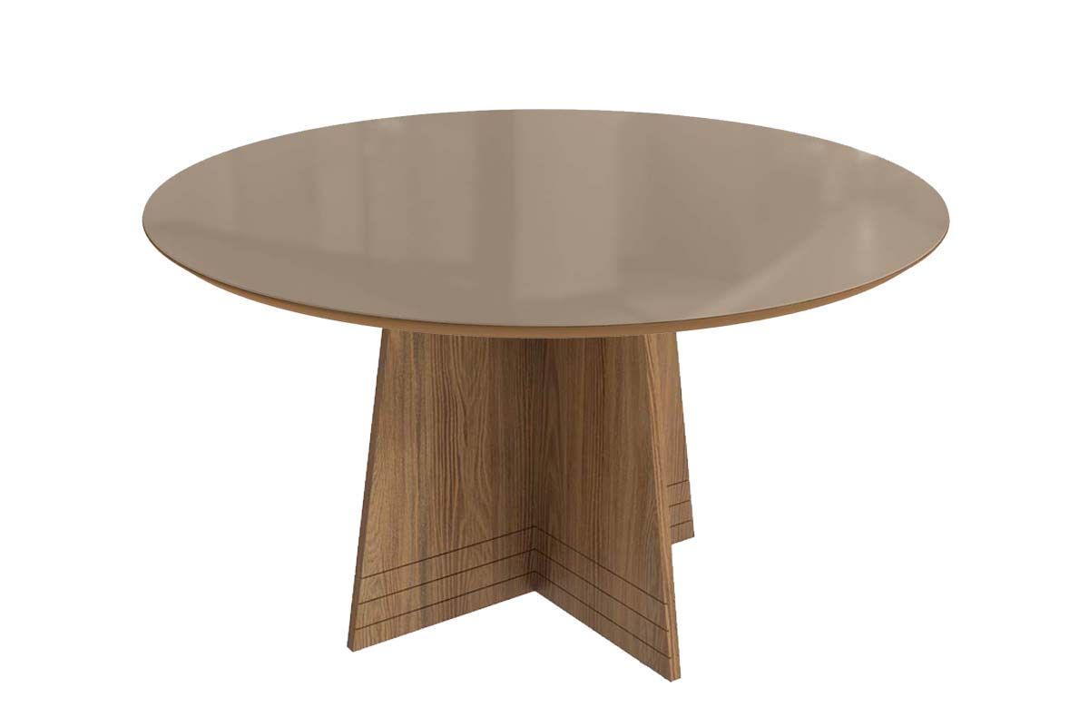 Mesa Jantar Lótus c/ Tampo Madeirado c/ Vidro 105x105cm Kappesberg
