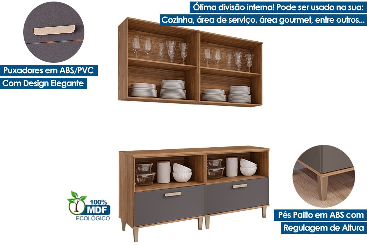 Cozinha Completa MGM 4 Peças s/Portas Bella C4P268