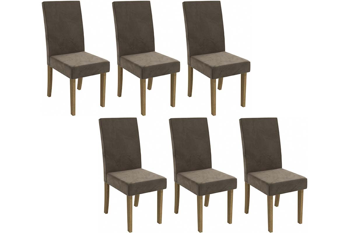 Cadeira Jantar Dália 2CAD131 Madeirado Kit 6 Un Kappesberg