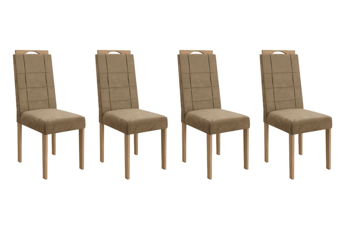 Cadeira Jantar Flora 2CAD150 Madeirado Kit 4 Un Kappesberg