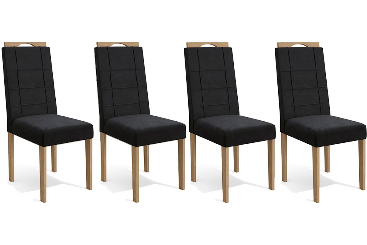 Cadeira Jantar Flora 2CAD150 Madeirado Kit 4 Un Kappesberg