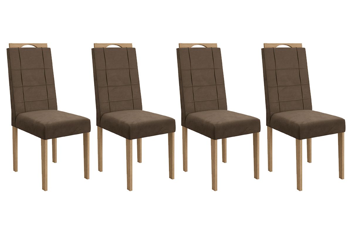 Cadeira Jantar Flora 2CAD150 Madeirado Kit 4 Un Kappesberg