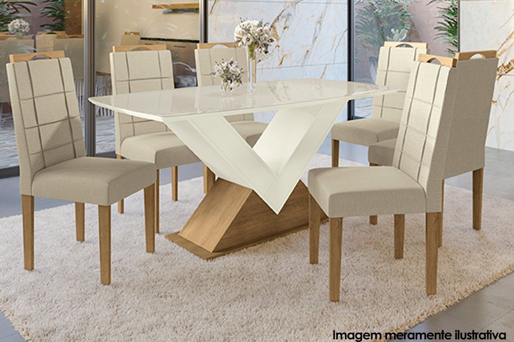 Cadeira Jantar Flora 2CAD150 Madeirado Kit 6 Un Kappesberg