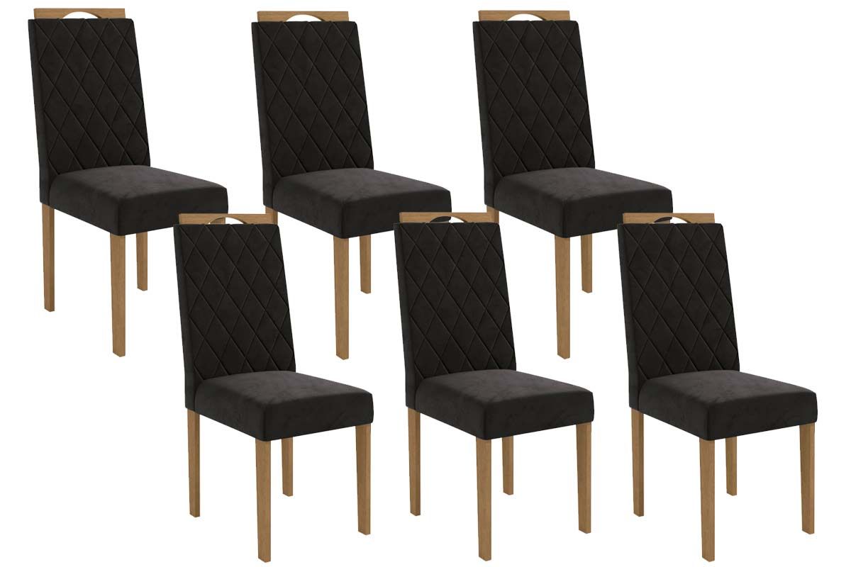 Cadeira Jantar Camélia 2CAD152 Madeirado Kit 6 Un Kappesberg