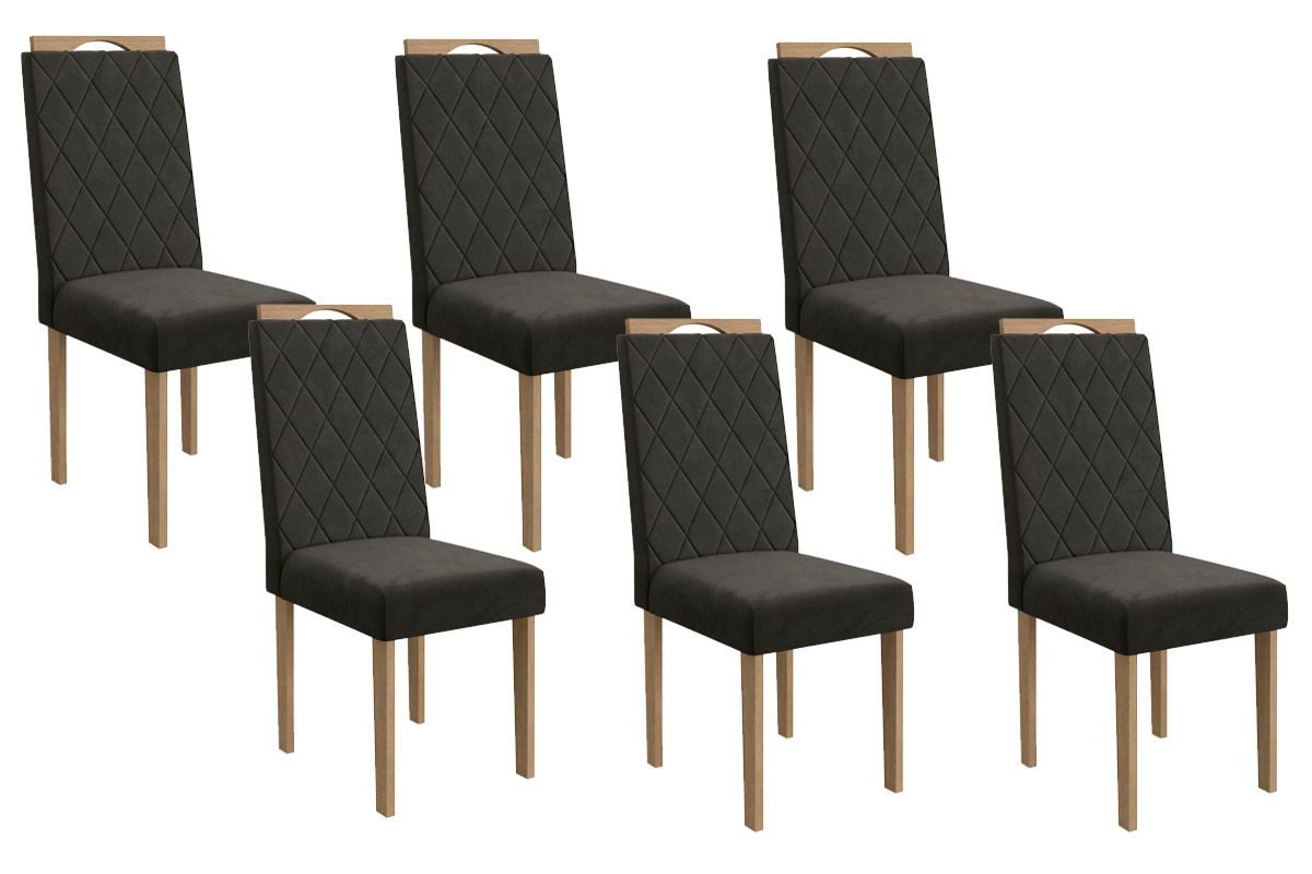 Cadeira Jantar Camélia 2CAD153 Madeirado Kit 6 Un Kappesberg