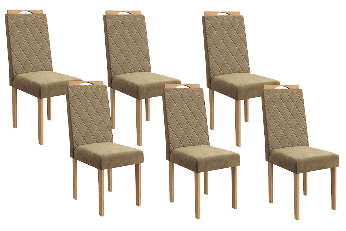Cadeira Jantar Camélia 2CAD153 Madeirado Kit 6 Un Kappesberg