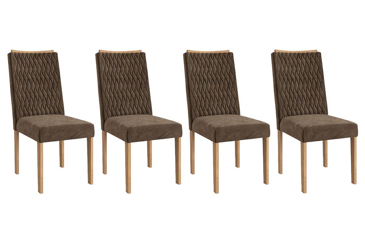 Cadeira Jantar Aura 2CAD157 Madeirado Kit 4 Un Kappesberg