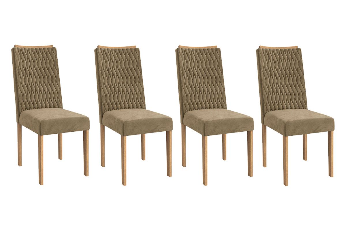 Cadeira Jantar Aura 2CAD157 Madeirado Kit 4 Un Kappesberg