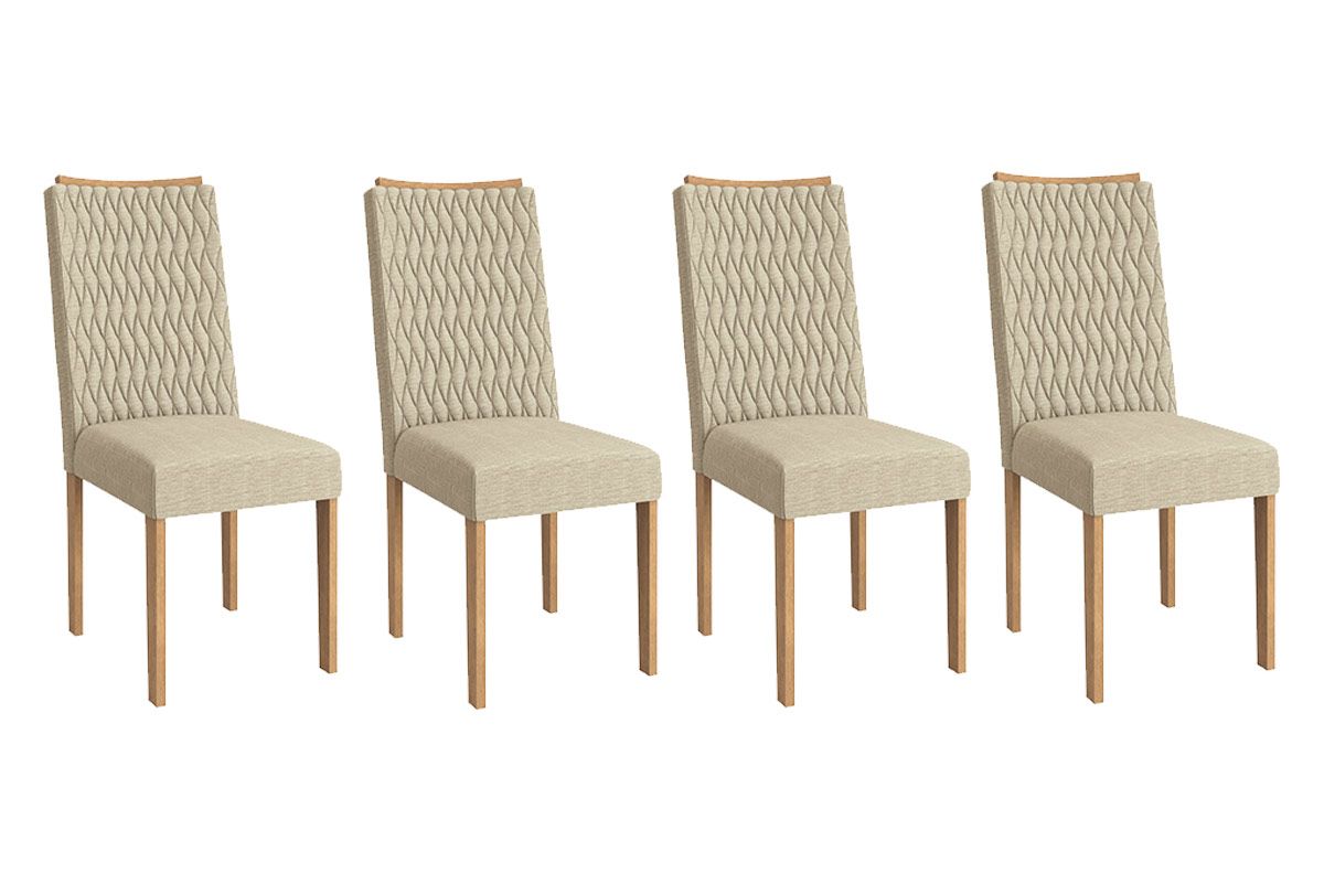 Cadeira Jantar Aura 2CAD157 Madeirado Kit 4 Un Kappesberg