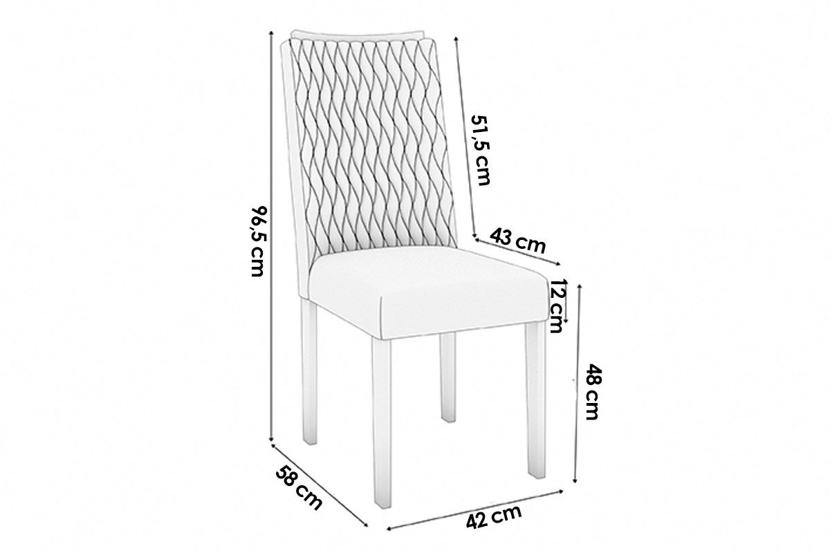 Cadeira Jantar Aura 2CAD157 Madeirado Kit 4 Un Kappesberg