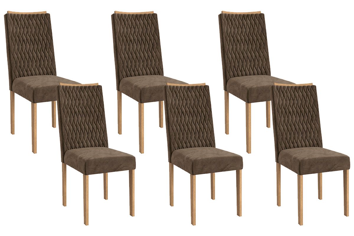 Cadeira Jantar Aura 2CAD157 Madeirado Kit 6 Un Kappesberg