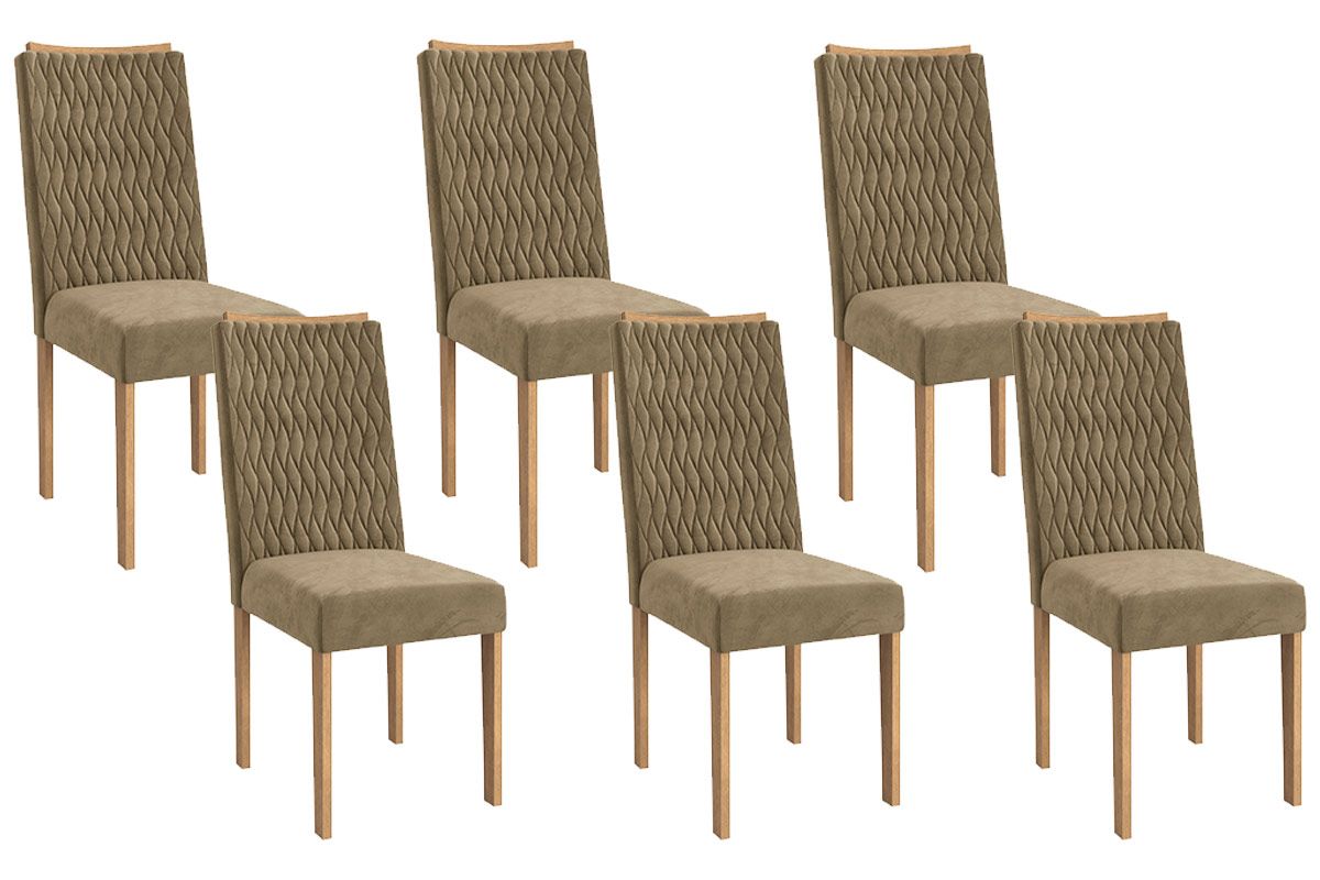 Cadeira Jantar Aura 2CAD157 Madeirado Kit 6 Un Kappesberg