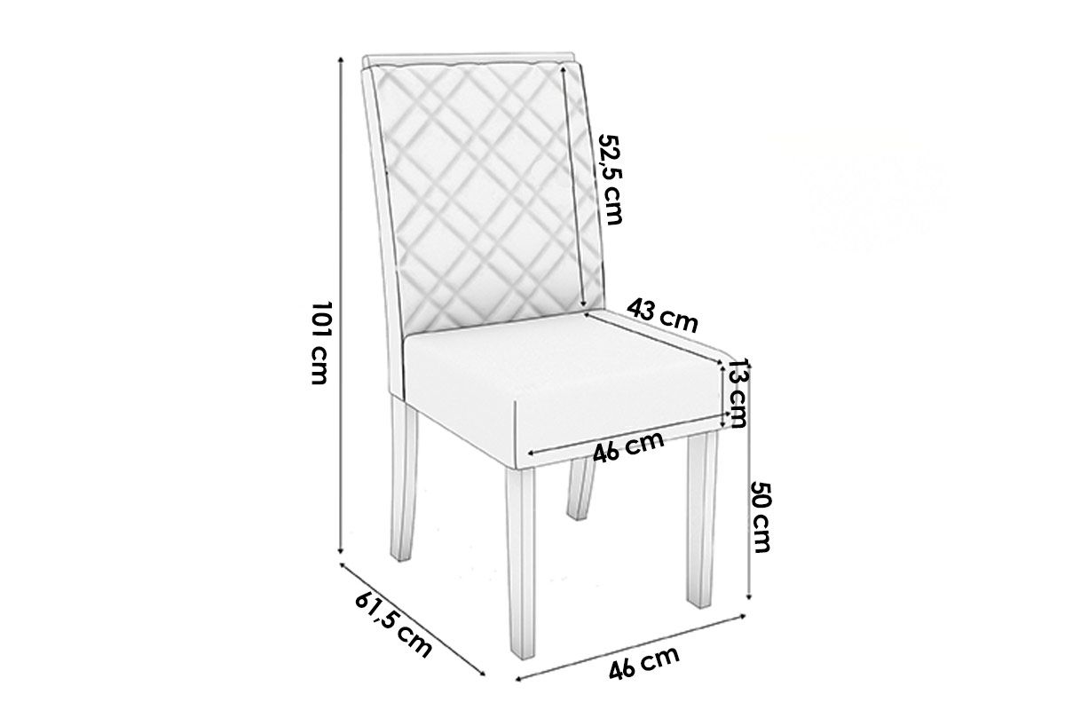Cadeira Jantar Gardênia 2CAD149 Madeirado Kit 4 Un Kappesberg