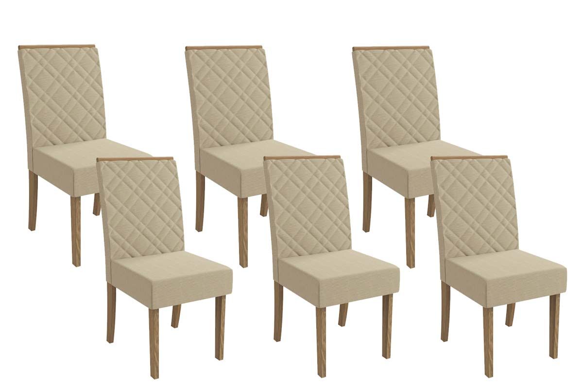 Cadeira Jantar Gardênia 2CAD149 Madeirado Kit 6 Un Kappesberg