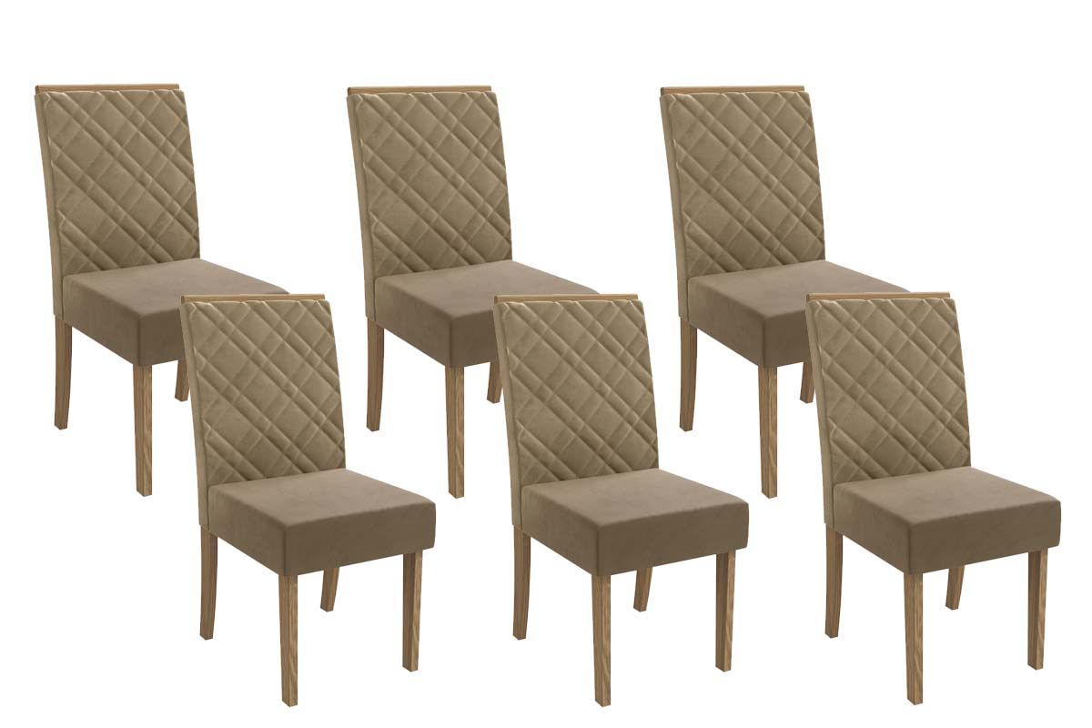 Cadeira Jantar Gardênia 2CAD149 Madeirado Kit 6 Un Kappesberg