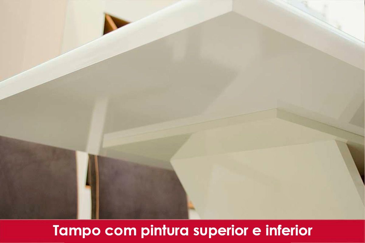 Sala de Jantar Completa Lins SC91 Tampo Madeirado c/ Vidro Canto Reto 120x80cm e 4 Cadeiras Vita - Henn