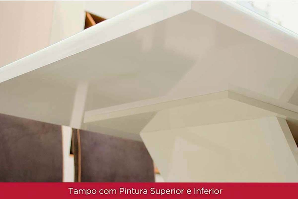 Sala de Jantar Completa Épic SC24 Tampo Madeirado c/ Vidro Canto Curvo 160x90cm e 6 Cadeiras Vita - Henn